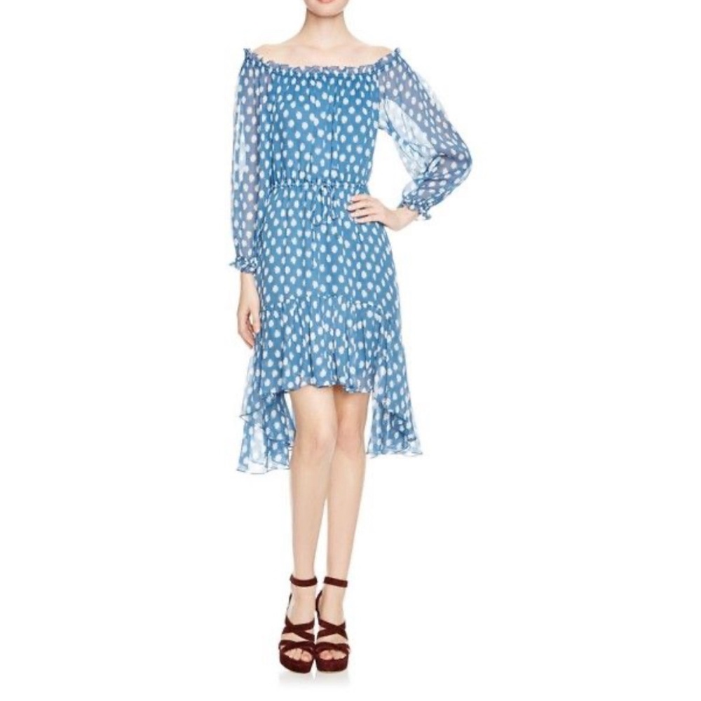 Blue silk chiffon Diane von Furstenberg Camilla high low dress, 4.